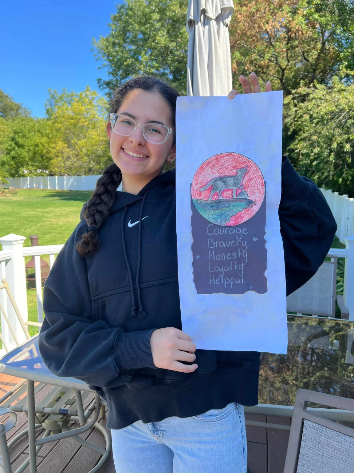 Sofia displaying one of her projects